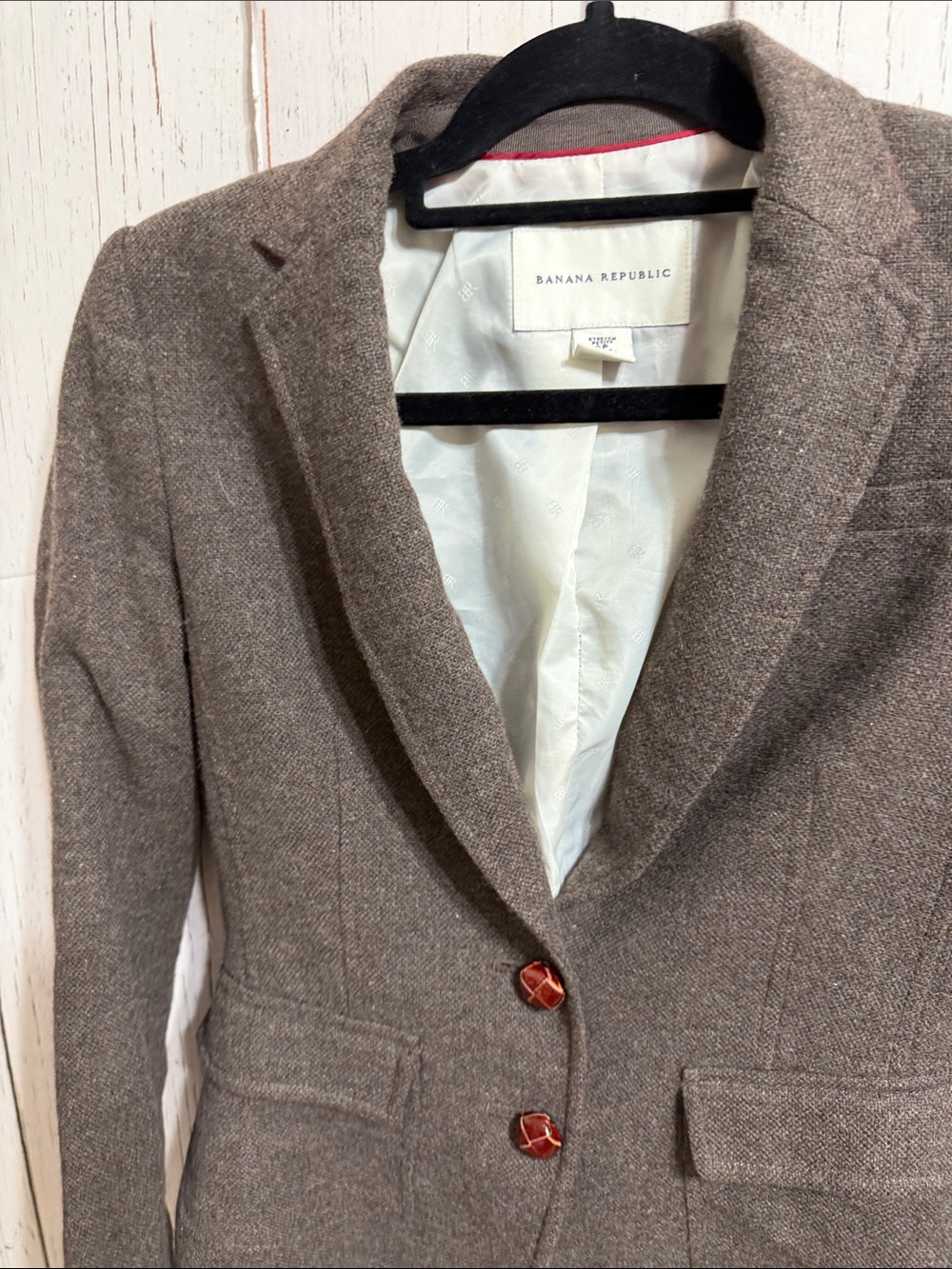 Banana Republic Wool Blend Brown Tweed Tailored Women's Blazer - Picture 5 of 9